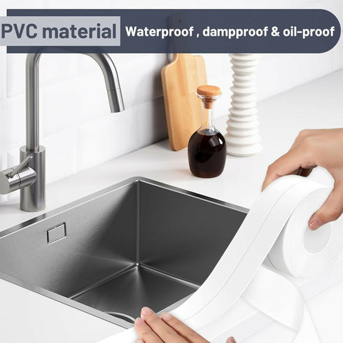 4 PCs 3.8CM X 5M PVC Self Bath & Kitchen Caulk Tape Sealant Strip Set