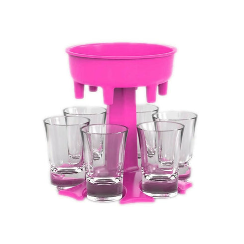 6 Shot Glass Dispenser & Holder Liquor Dispenser for Home Party - Pink
