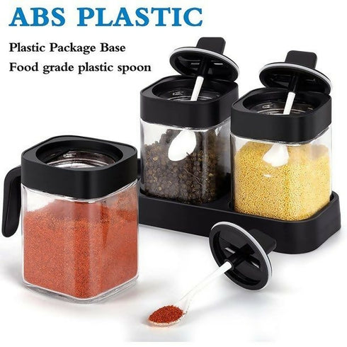 3 Spice Jar Set - black