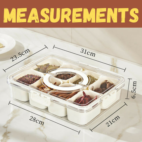 8 Grid Airtight Spice Container Set with Removable Inner Cups
