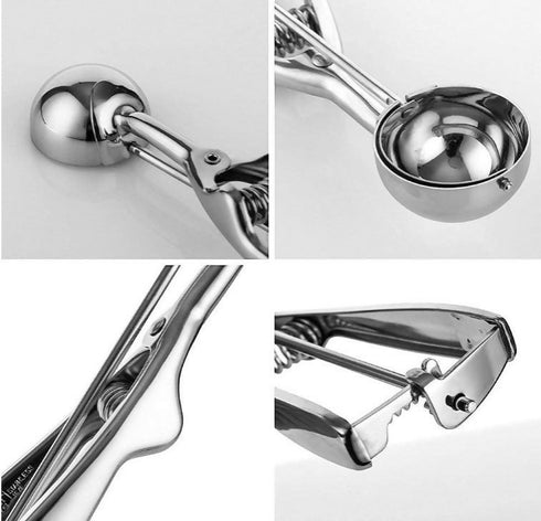 3 Pack - Stainless Steel Ice Cream Scoops - Silver