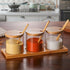 Glass Spice Storage Jar Set with Wooden Lid and Spoon