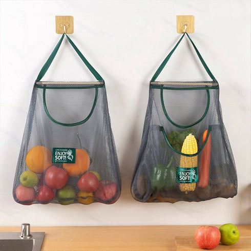 Reusable Kitchen Hanging Mesh Bag Large Capacity Fruit Storage