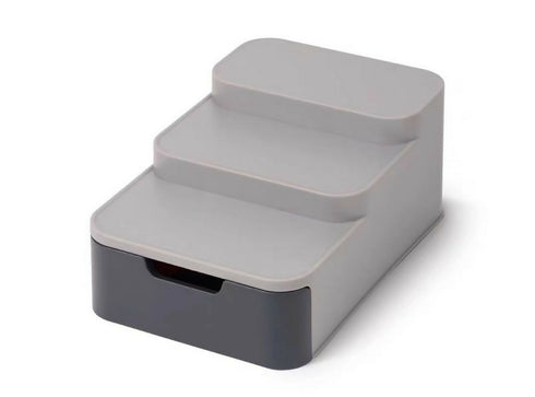 Step Style Spice Organizer With Drawer - Grey
