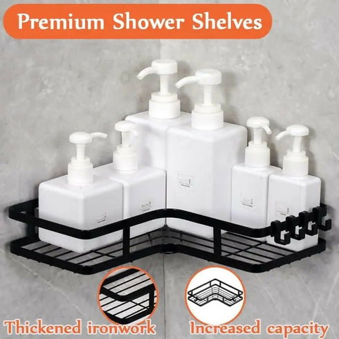 5 Piece Set Metal Triangle Corner Storage Rack For Bathroom Shower - Black