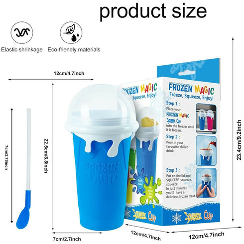 Slushie Maker Cup 500ML Magic Quick Frozen Smoothies Cup DIY Ice-Cream - Blue