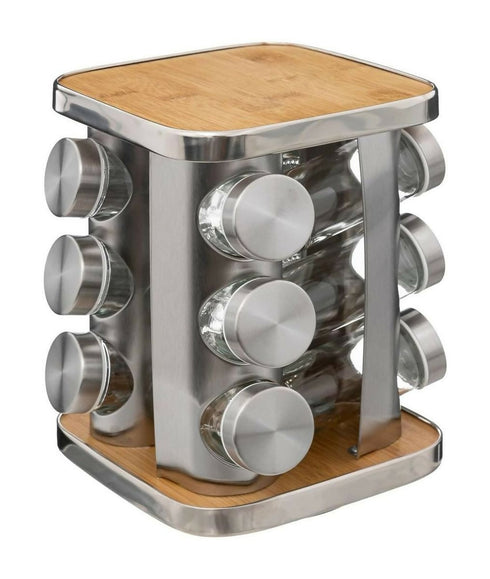 Rotating Spice Rack - 12 Jars - silver