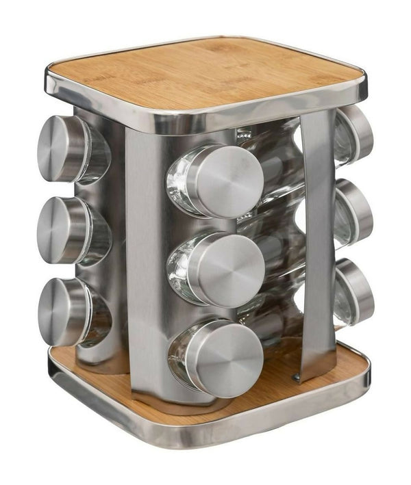 Rotating Spice Rack - 12 Jars - silver