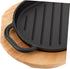 Cast Iron Steak Grill Pan with Wooden Serving Tray Thick Griddle Plate