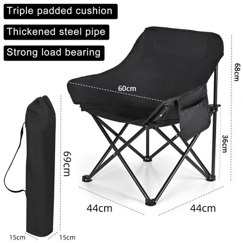Folding Camping Chair Heavy Duty Lawn Chair With Side Pocket &Carring Bag