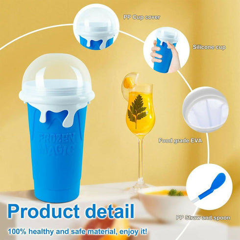 Slushie Maker Cup 500ML Magic Quick Frozen Smoothies Cup DIY Ice-Cream - Blue