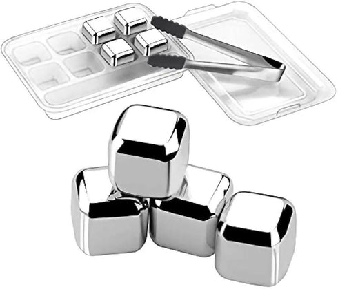 Reusable Stainless Steel Ice Cube For Juice With Freezer Tray- 8 Pieces