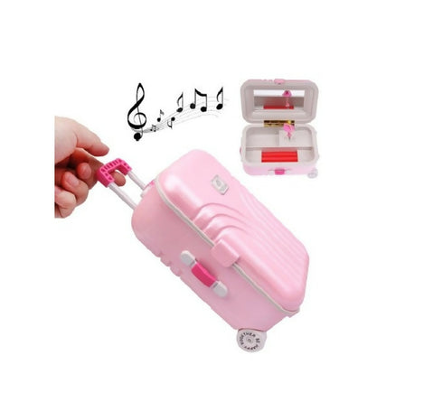 Kids Music Box Suitcase with Jewelry Case & Mirror - pink