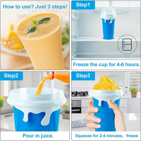 Slushie Maker Cup 500ML Magic Quick Frozen Smoothies Cup DIY Ice-Cream - Blue
