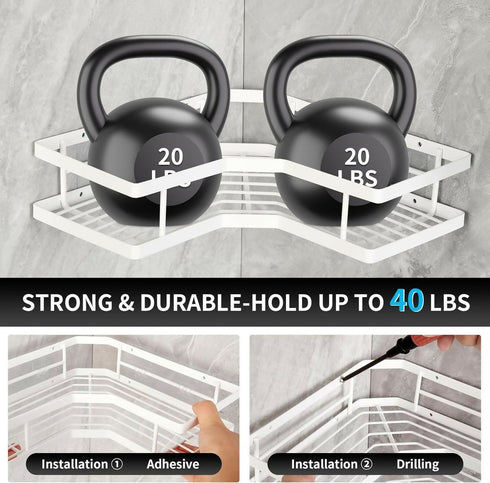 5 Piece Set Metal Triangle Corner Storage Rack For Bathroom Shower - White