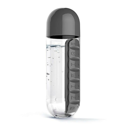 Portable 2 In 1 Water Bottle & Pill Organizer