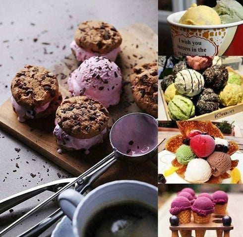 3 Pack - Stainless Steel Ice Cream Scoops - Silver