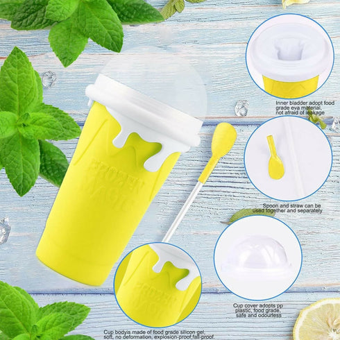 Slushie Maker Cup 500ML Magic Quick Frozen Smoothies Cup DIY Ice-Cream - Yellow
