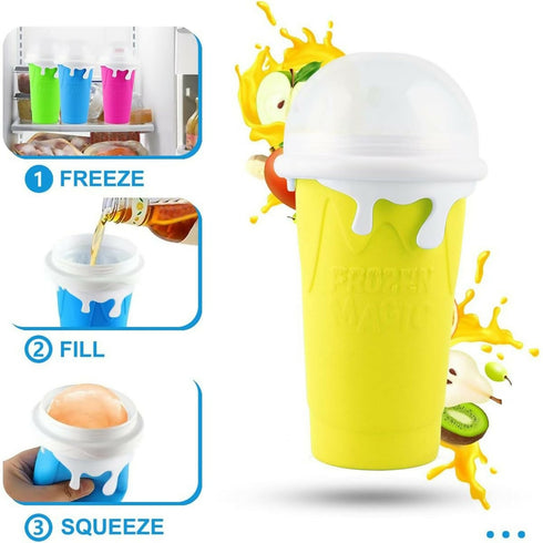 Slushie Maker Cup 500ML Magic Quick Frozen Smoothies Cup DIY Ice-Cream - Yellow