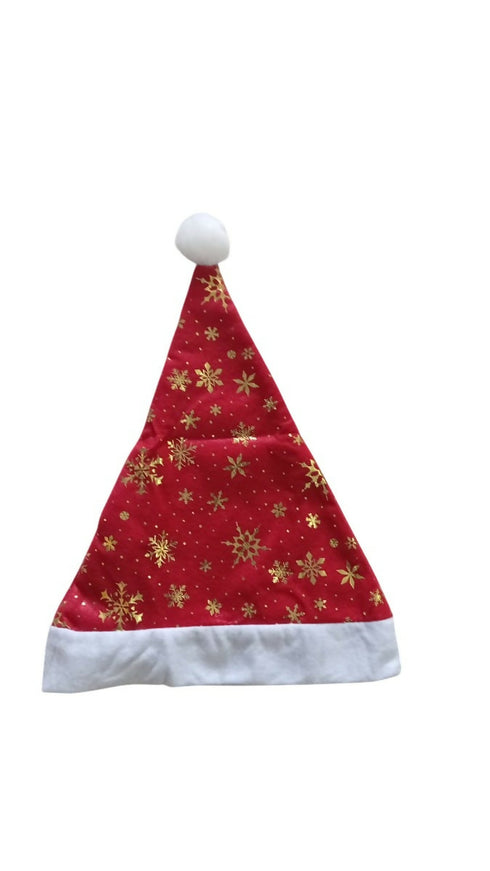 New Design Gold Snow Flakes Pattern Design Christmas Hat-pack of 4