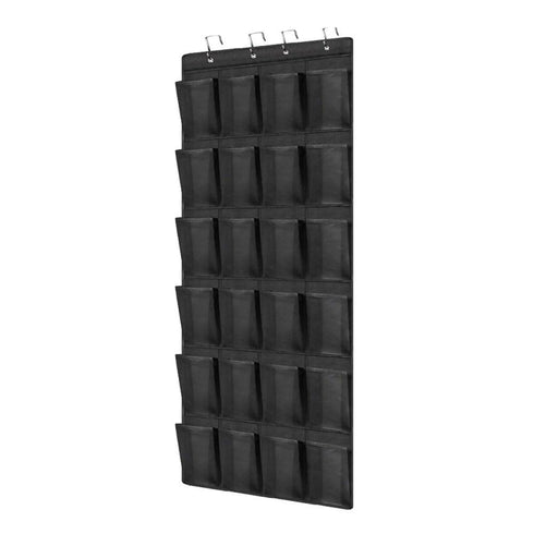 Home Storage 24 Large Pockets Shoe Organizer - Black