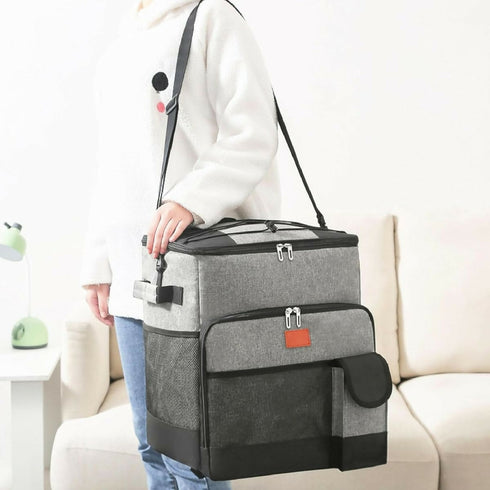 Foldable Insulated Trolley With Wheels Picnic Keep Warm Cooler Bento Bag