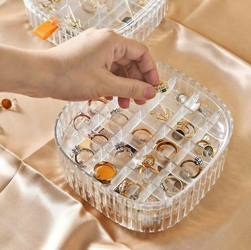 2 Layer Jewellery Storage Box Organiser - Transparent