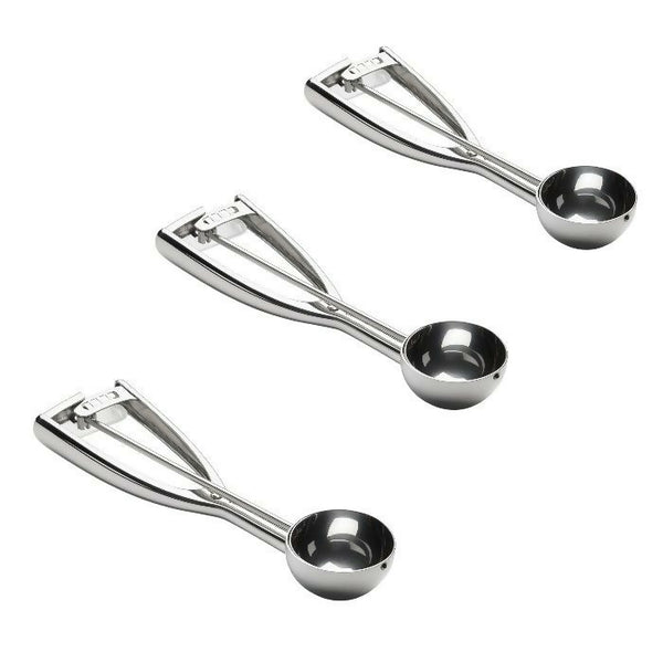 3 Pack - Stainless Steel Ice Cream Scoops - Silver