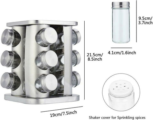 Rotating Spice Rack Organizer With 12 Jars