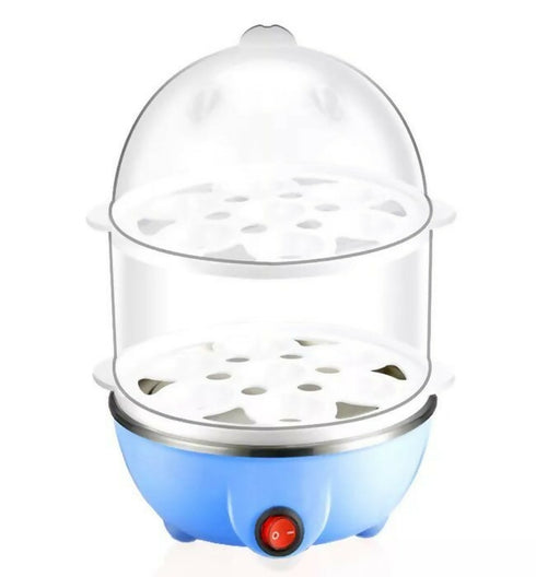 Electric Egg Boiler, 2 Tier Automatic 1 to 14 Egg Cooker - Blue