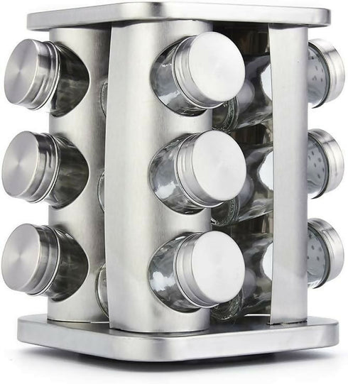 Rotating Spice Rack Organizer With 12 Jars