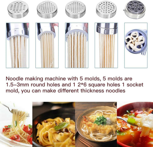 Noodle Maker Manual Pasta Machine Stainless Steel Pasta Maker Pasta Press Noodle Machine with 5 Tools