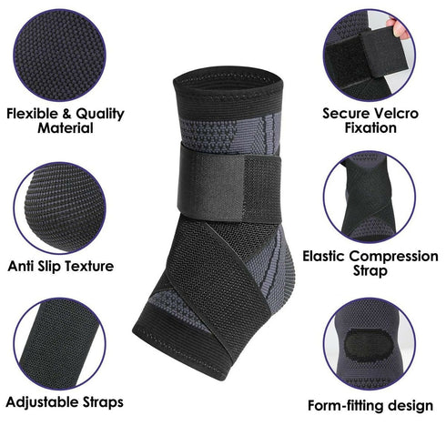 Ankle Brace Adjustable Ankle Compression Support - 2-Piece