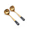 2 Piece Stainless Steel Soup & Food Golden Serving Spoons - Black