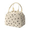Flower Print Corduroy Lunch Bag With Handle - Beige