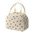 Flower Print Corduroy Lunch Bag With Handle - Beige