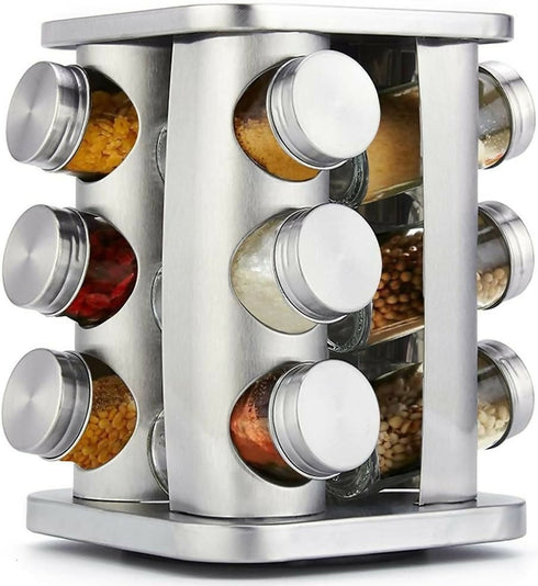 Rotating Spice Rack Organizer With 12 Jars