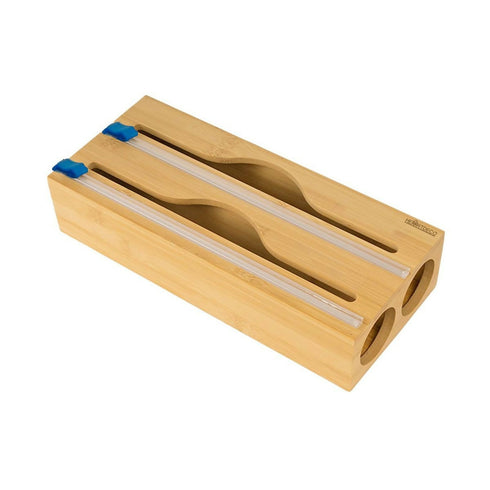 2-in-1 Bamboo Food Wrap Dispenser With Cutter