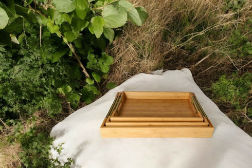 Bamboo Serving Tray Set 3 Pieces