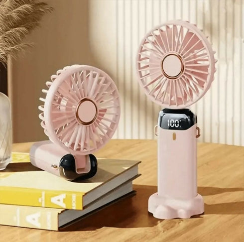 Portable Handheld Mini Fan with Dual Purpose Stand - Pink
