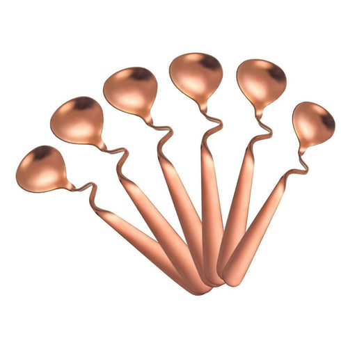 Set of 6 Creative Hanging Coffee Spoon Stirring Spoon Tea Spoon - 14.5CM - Rose Gold