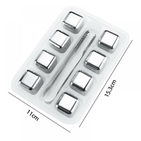 Reusable Stainless Steel Ice Cube For Juice With Freezer Tray- 8 Pieces