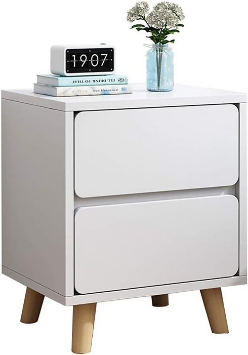 Modern 2-Drawer Nordic Nightstand - Compact Oak Bedside Table- 36x34x46cm