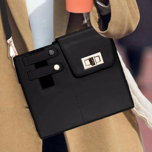 Versatile Crossbody Beverage Cup Bag - Black