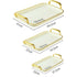 Serving Tray Fruit Dinner Food Tray Rectangle with Golden Handles - 3 Pack