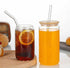 Elegant Ultra Durable Clear Glass Cup with Glass Straw