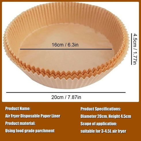 Non-Stick Air Fryer Disposable Paper Liner - 100 Piece