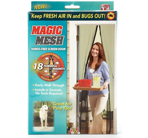 Pack of 2 Magic Mesh, Hands Free Magnetic Screen Door - Black