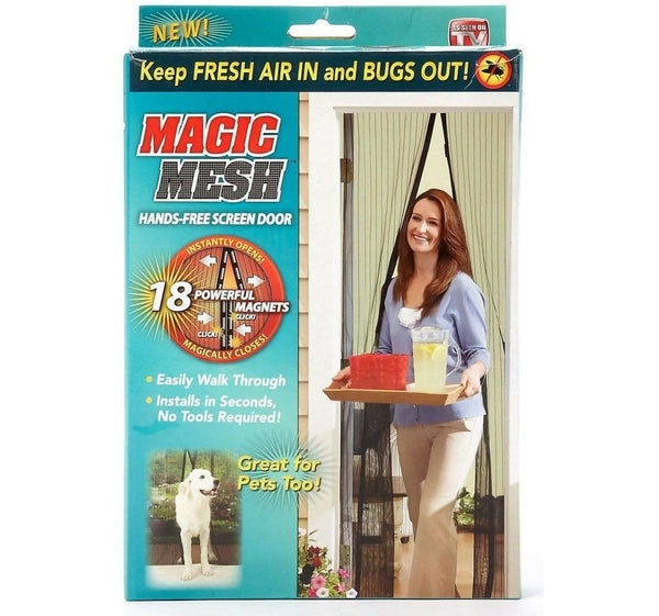 Pack of 2 Magic Mesh, Hands Free Magnetic Screen Door - Black