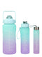 Portable Large Capacity Water Bottles 3-Piece Set Gradient Color - Blue